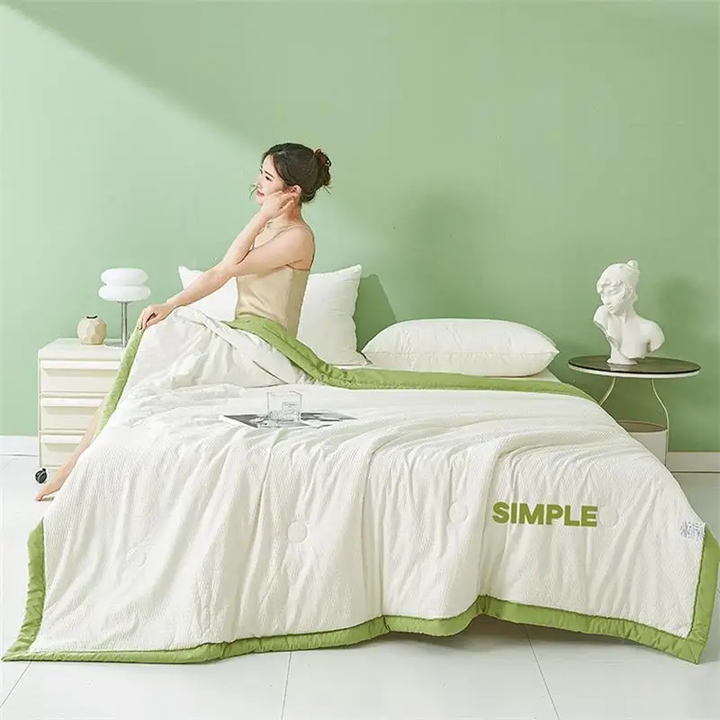 Summer Cool Thin Quilt Breathable And Comfortable Quilt Double Large Washed Cotton Seersucker Soy Fiber Thin Quilt