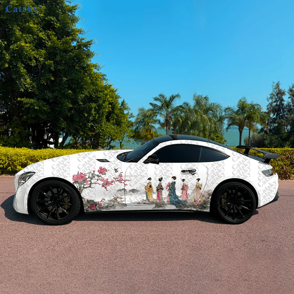 美容桜車ビニールラップデカール自己粘着-pvc-ステッカートラック-suv-装飾に適した自動車アクセサリーギフト