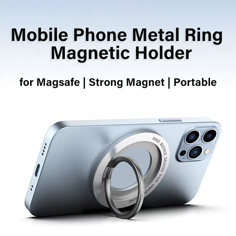 

Магнитный держатель для мобильного телефона Magsafe, металлическое кольцо на палец, складная сильная магнитная подставка, портативный кронштейн для iPhone 16, Xiaomi