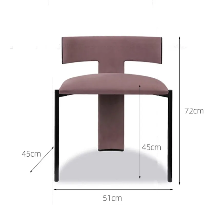 Modern Simple Designer Chairs Restaurant Leather Fabric Household Backrest Chair Light Luxury Hotel Coffee Iron Chairs