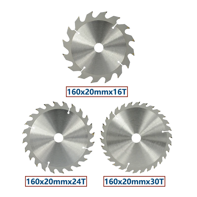 160mm X 20mm TCT Circular Saw Blade Disc For Wood Cutting 16T 24T 30T Crosscutting Carbide Cutting Disc Woodworking Saw Blade