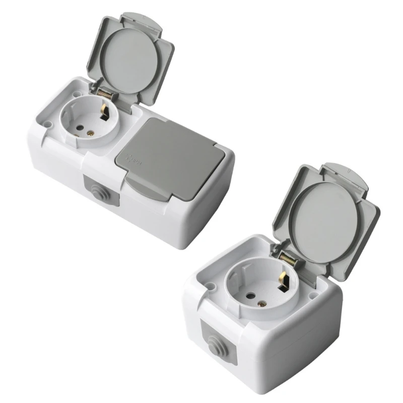 U55C Surfaces Mounted Double Gang Waterproof Power Outlet with Secure Flipping Lid