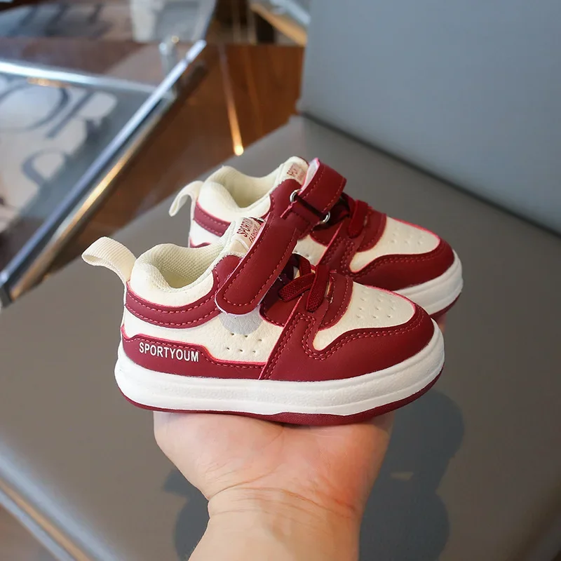 Children Spring Autumn Low Top Soft Sole Casual Shoes Girls Antiskid Breathable Walker Shoes Boys Velcro Color Blocking Sneakers