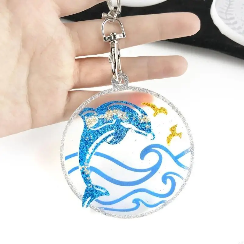 7Pcs Marine Animal Keychain Moulds Epoxy Round Silicone Pendant Mould