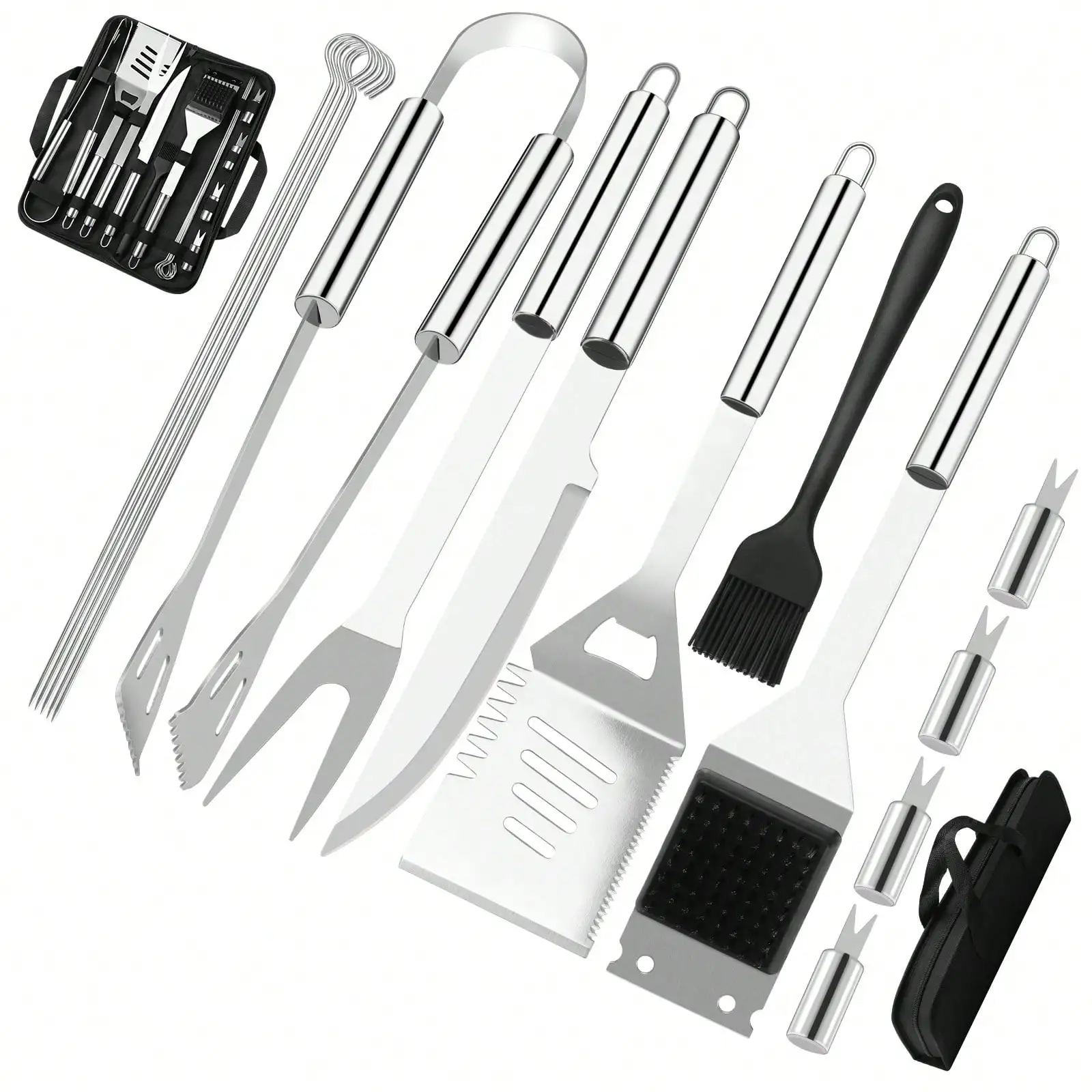 

Grill Utensils Set 15 Pcs BBQ Utensil Set Stainless Steel Professional Barbecue Accessories Grill Tool With Bag Easy To Carry