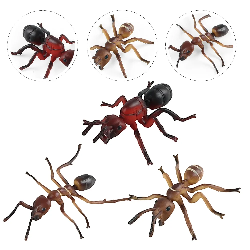 3 Pcs Simulated Ants Figurines Miniature Garden Decor Toy Ornament Decorate Sculptures