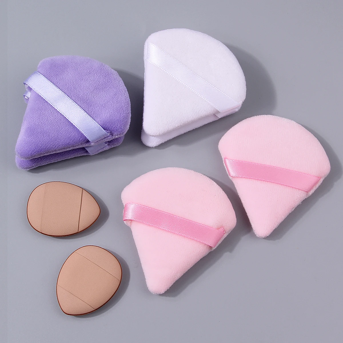 Bouffée de poudre triangulaire douce Double face, mini bouffée de poudre à coussin d'air, outil de maquillage facial portable polyvalent 8 pièces