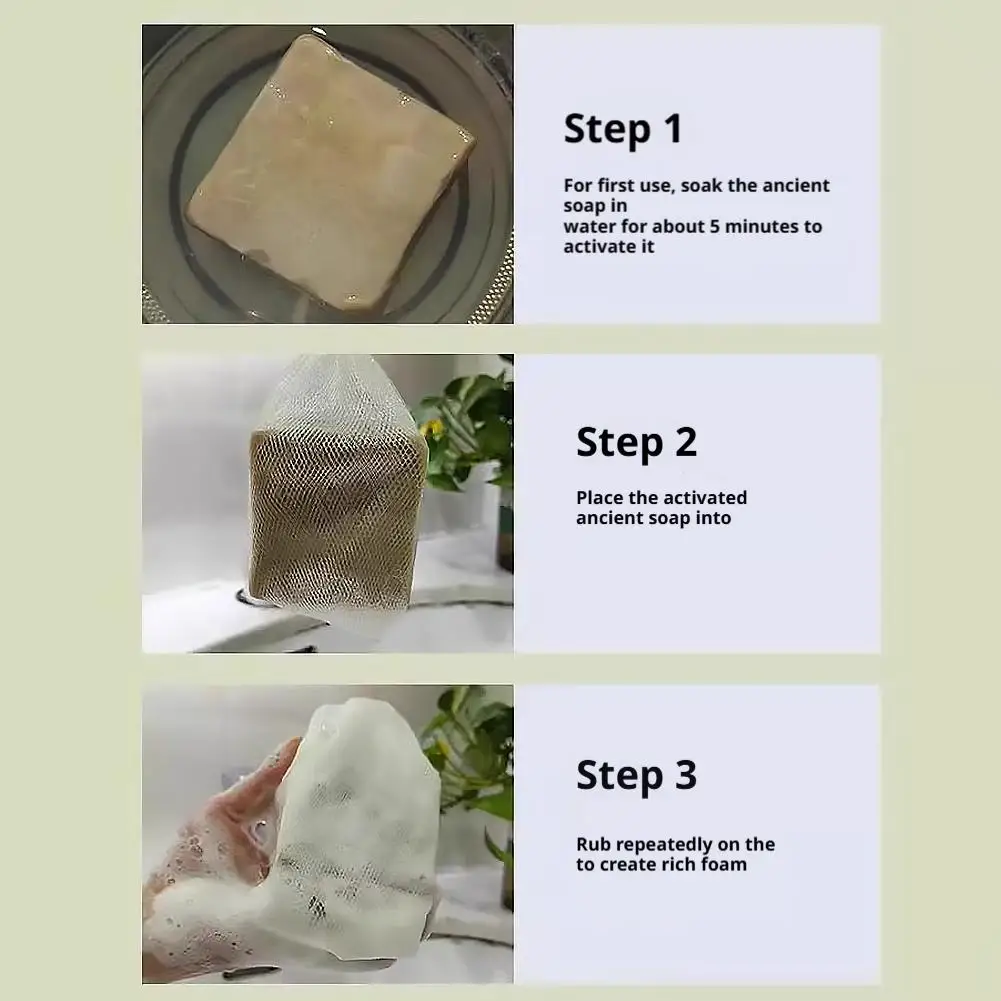 Fotografia 7: Conjunto de Sabonetes Artesanais de Azeite de Oliva, Sabonete Natural para Limpeza Facial, Antiácaro, Hidratante para Cuidados com a Pele do Rosto e Corpo