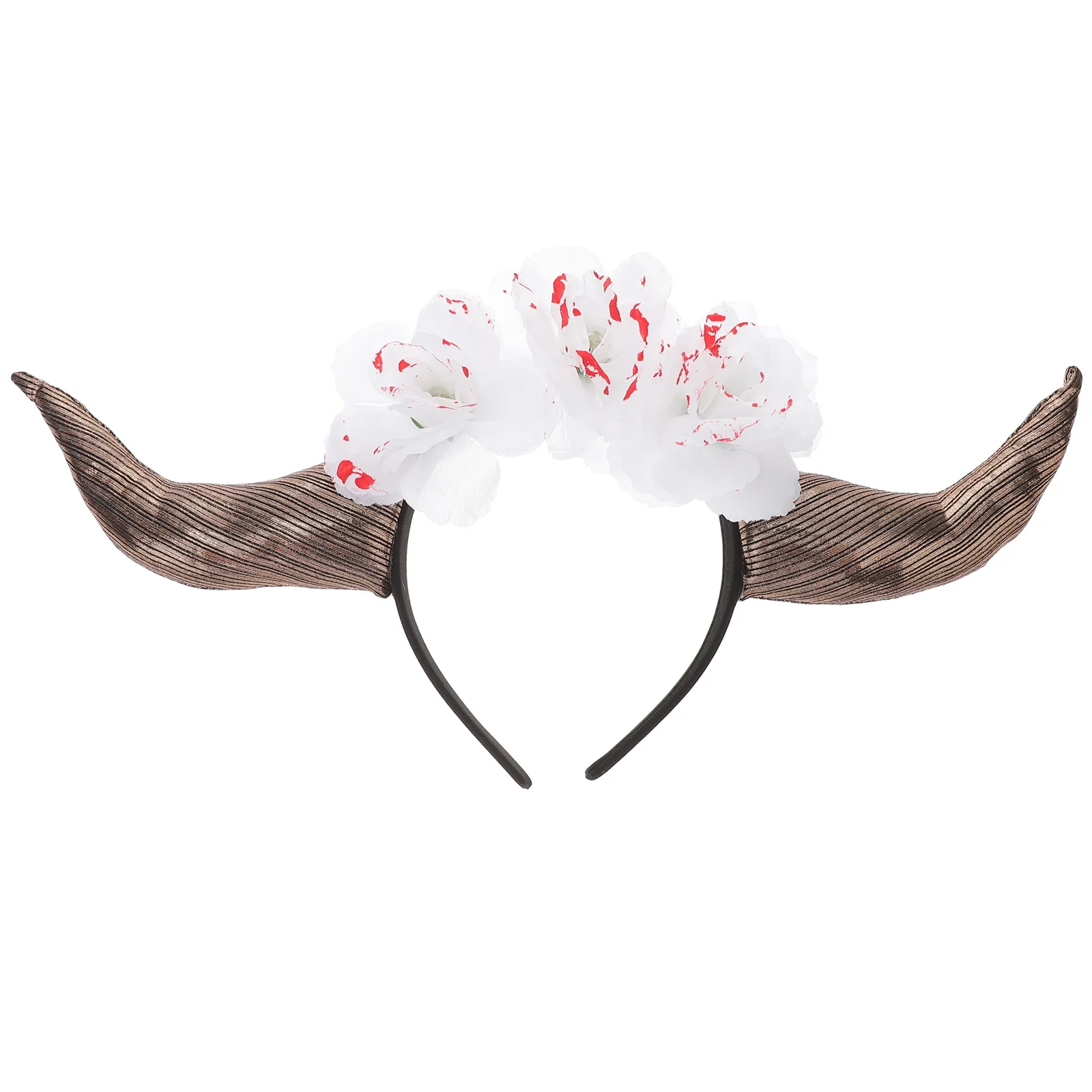 

Artificial Headband Fashion Cloth Hairpiece Horns Flowers Pink White Lace up cosplay Day of Dead party festival