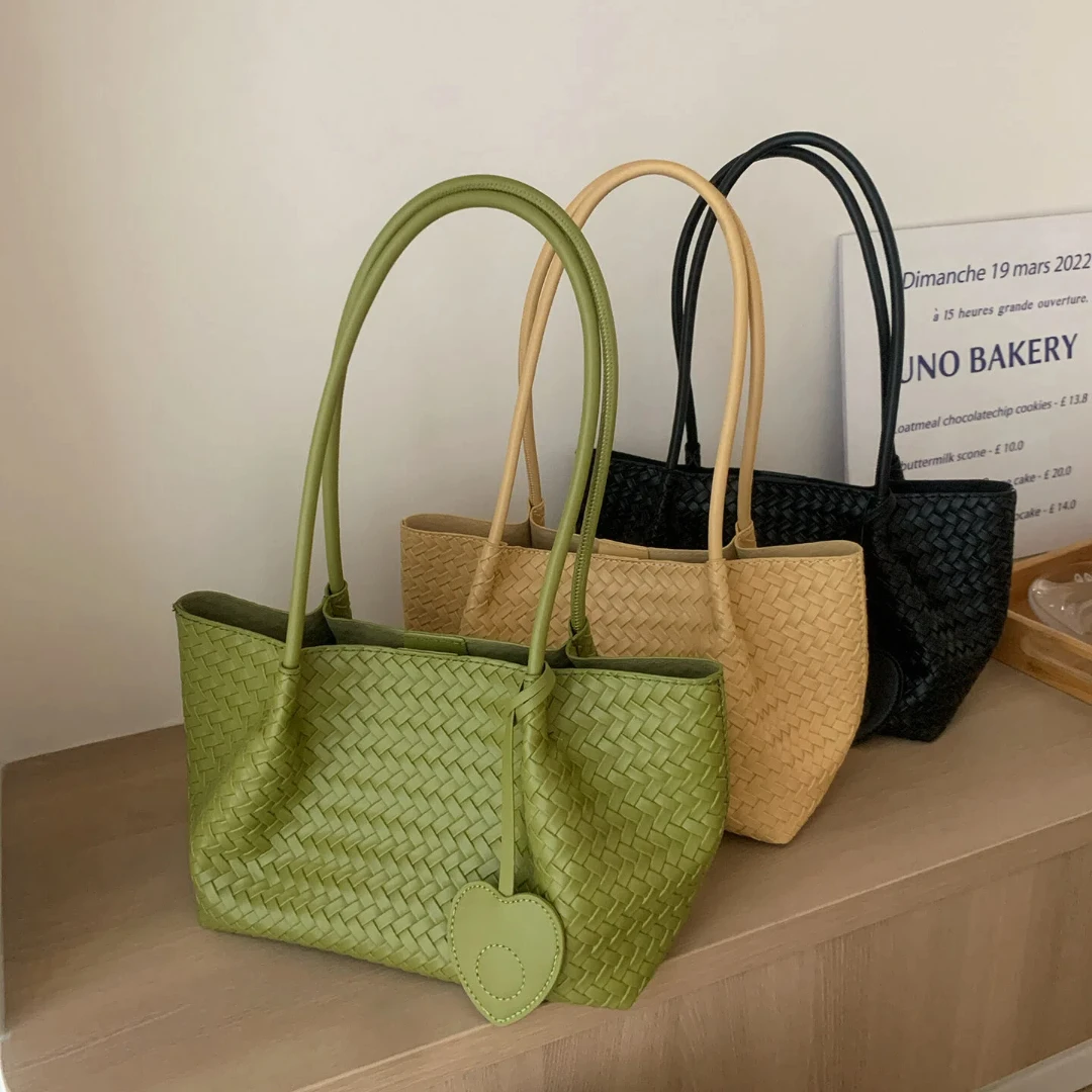 Women Hand Bags For Office - 2Pcs/Set Woven Tote Bag for Women