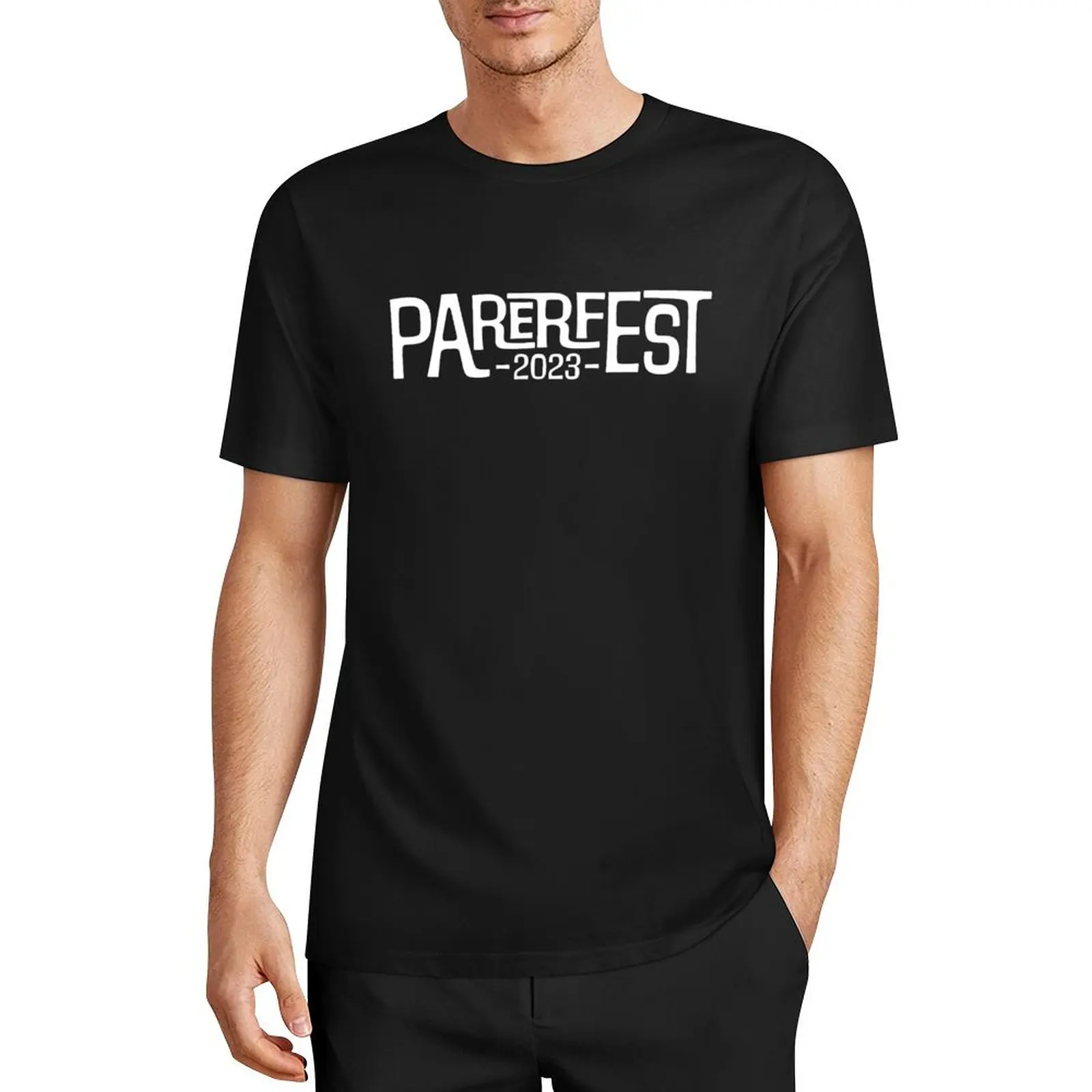 

Белая футболка с логотипом Parerfest, простая аниме одежда, мужская футболка