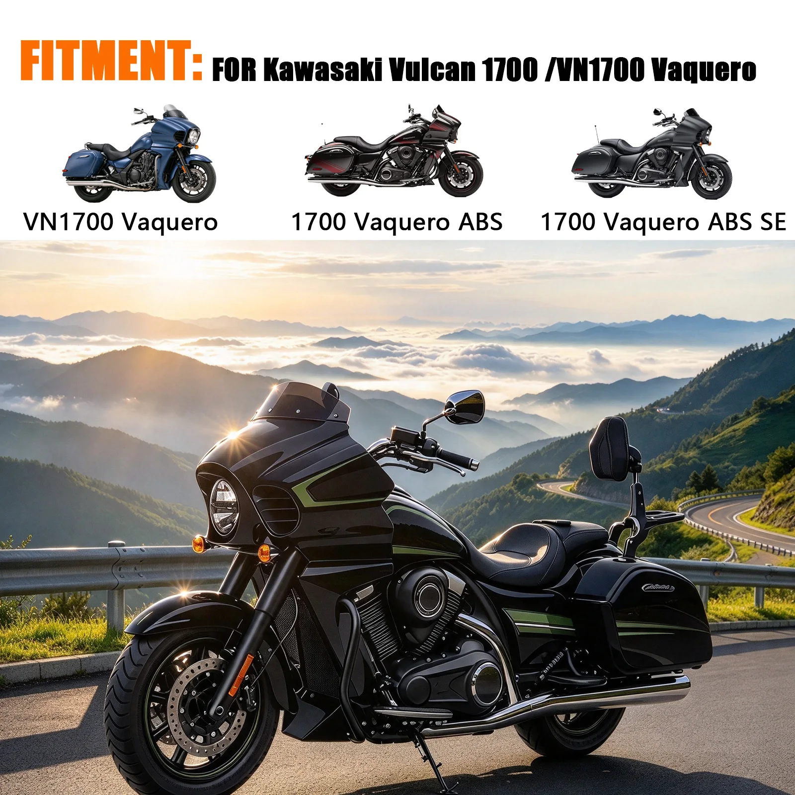 Multi Purpose Adjustable Detachable Driver Rider Passenger Backrest Sissy Bar for Kawasaki Vulcan 1700 VN1700 Vaquero ABS