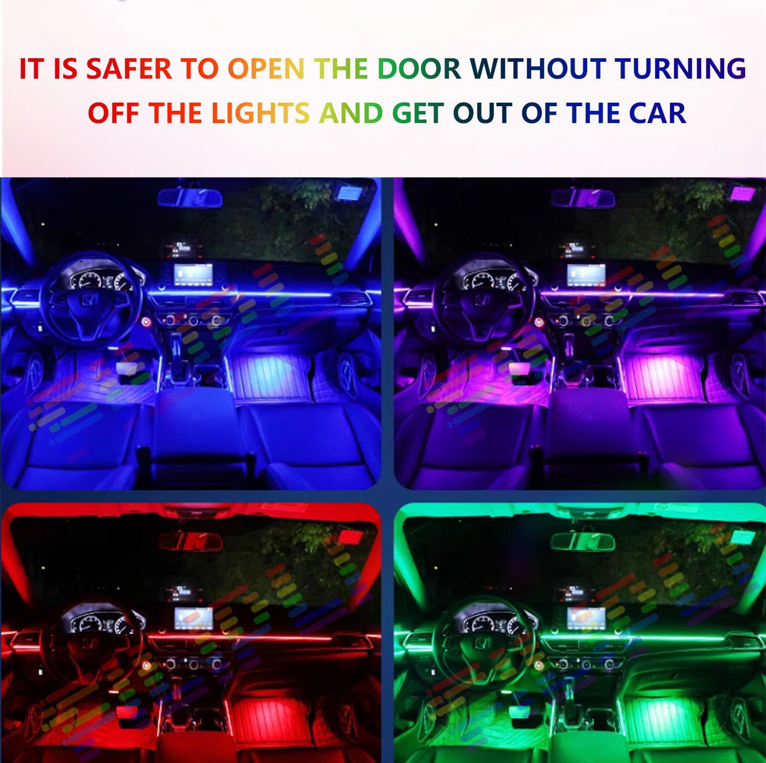 Luzes do ambiente do carro com controle de música, Lâmpadas LED coloridas, Faixa Auto Interior, Acrílico Neon Acessórios, 64 RGB, 2 em 1, 6 em, 18 em 1, App