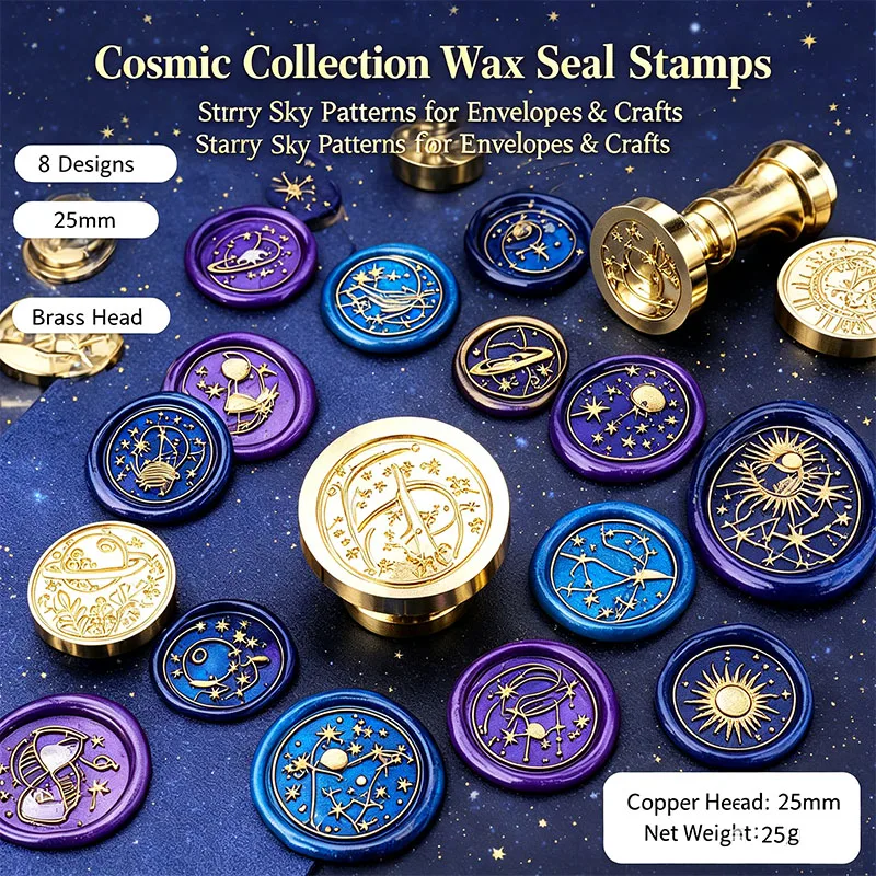 Starry Universe Wax Seal Stamp Head Fire Paint Copper Head Vintage for Wedding Gift Packaging Envelopes Invitations DIY Crafts