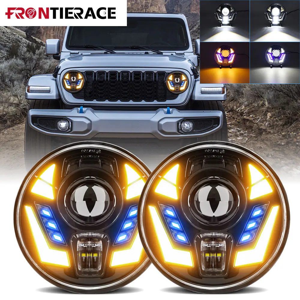 

7inch Round Led Lights for Angel Eyes Wrangler Jeep Work LED Headlight DRL H4 12V 24V 4x4 for Harley Davidson Accessories