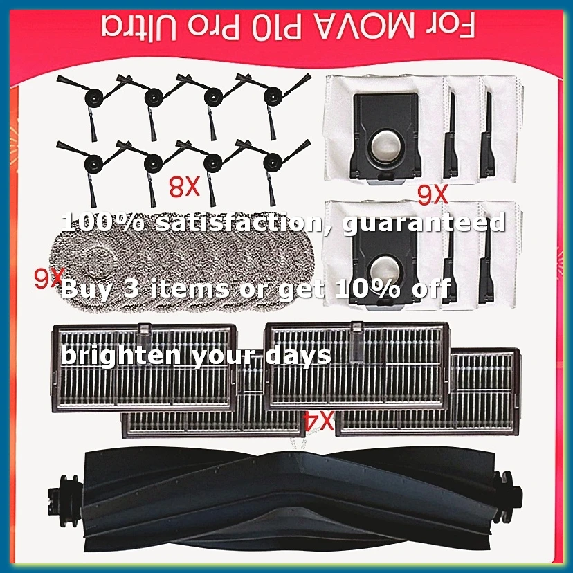 For P10 Pro Ultra Robotic Vacuum Cleaner Spare Accessories,Main Brush,Filter,Mop Cloth,Dust Bag,Side Brush
