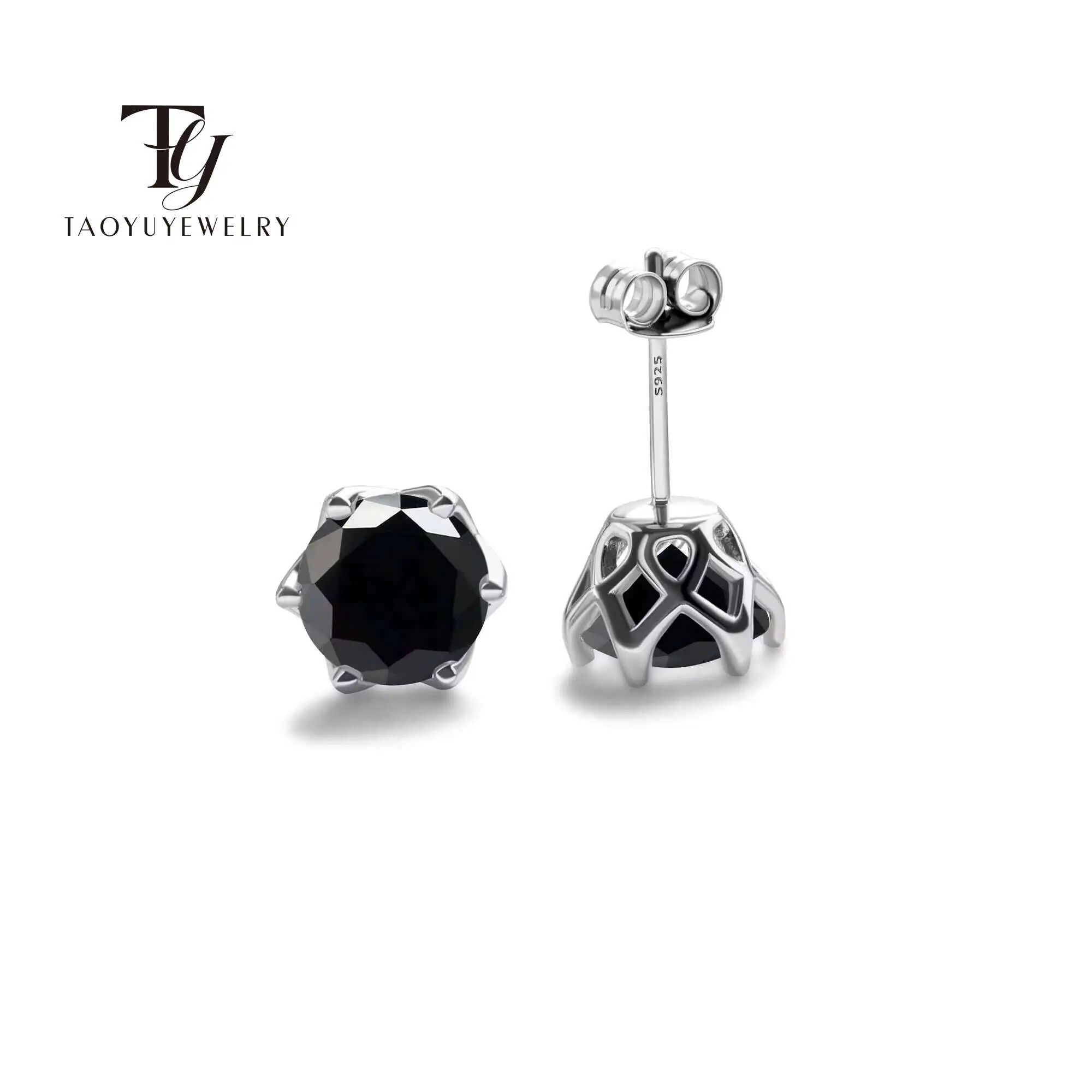 Real 925 Sterling Silver Classic Round Stud Earrings 0.5/1/2CT*2 D Color Moissanite Fashion Jewelry Womens Earrings For Party view 3