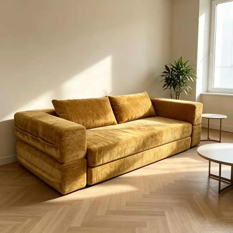 Modern Convertible Sofa Bed with Removable Backrest and Pillows Compression Design Furniture for Living Room and Bedroom