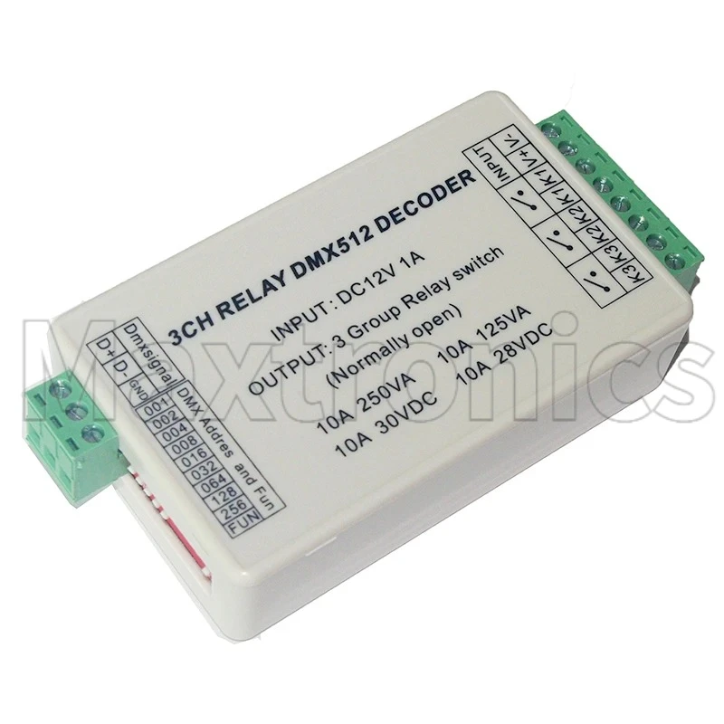 3CH DMX512 LED تحكم WS-DMX-RELAY-3CH 3 قناة DMX512 الإخراج 3 مجموعة التبديل DC12V 10A * 3CH التتابع باهتة لمصباح الفتيل