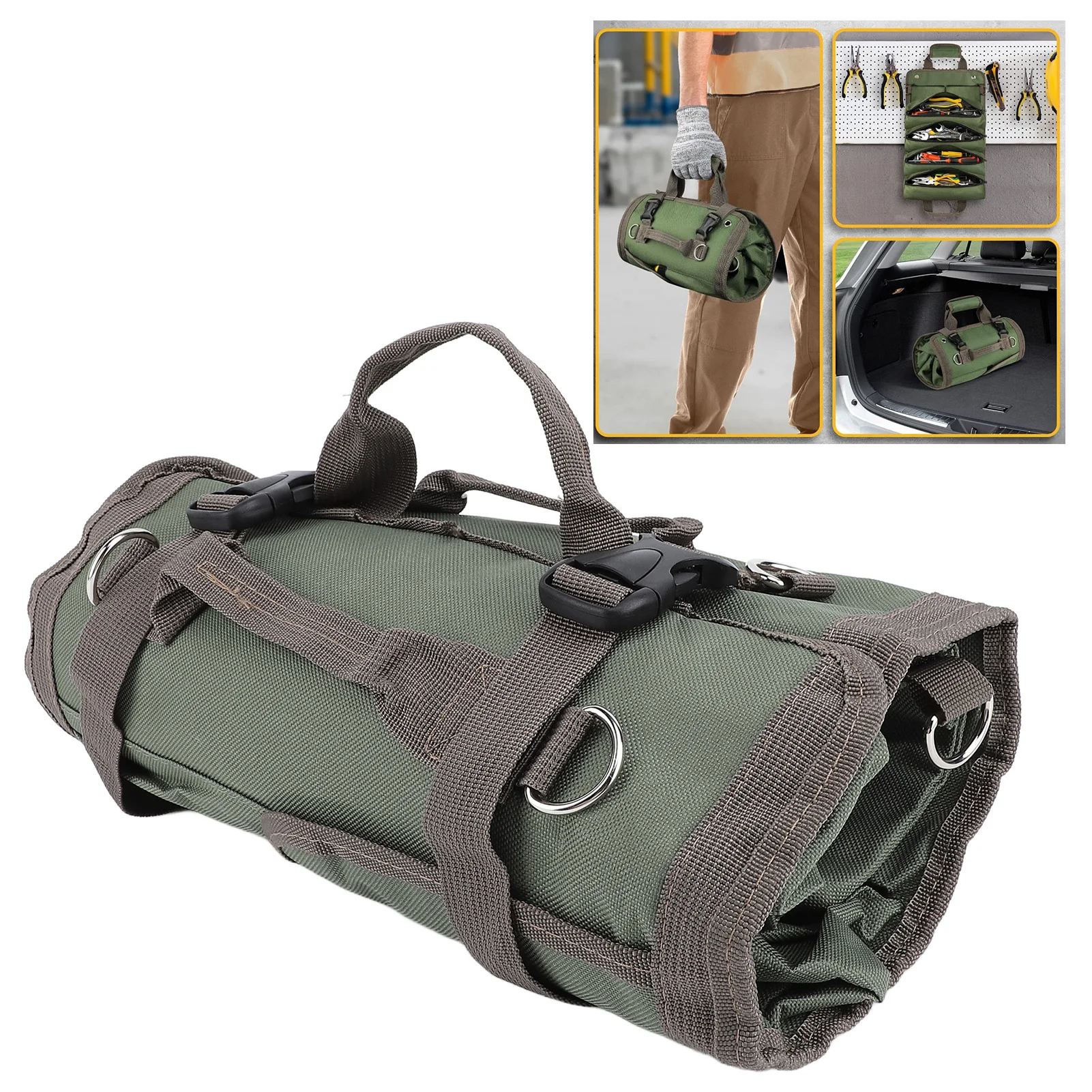 オックスフォード生地ロールツールバッグ多目的オーガナイザーバケツハンドバッグカーキットラップロール収納ケースツールオーガナイザー