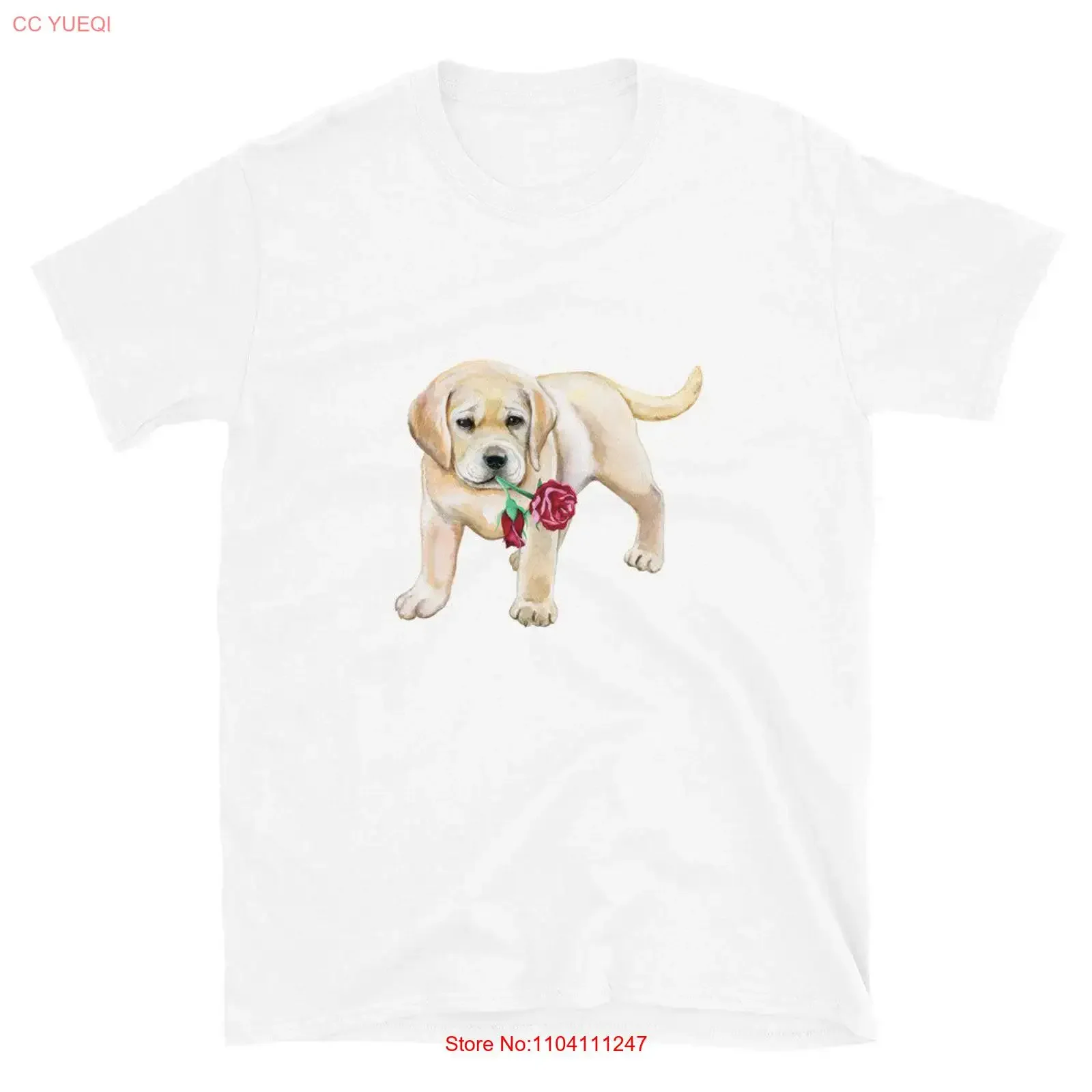 Labrador Valentines T Shirt Rose Lab Dog Apparel Yellow vintage Washed fashion Top For Everyday Wear Casual Slightly