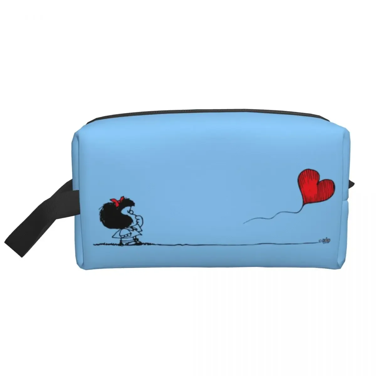 Borsa da toilette da viaggio personalizzata Kawaii Mafalda Balloon Heart Donna Cartoon Quino Comics Borsa per cosmetici per trucco Kit Dopp per