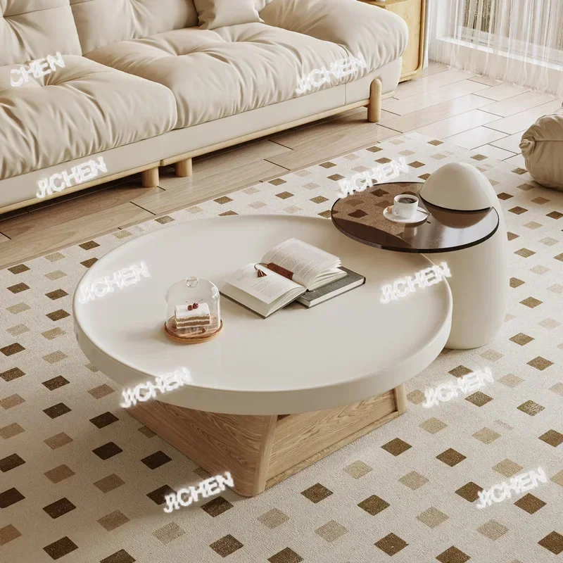 HZJCQ HS Nordic Design Coffee Tables Wood Round Modern Luxury Storage Coffee Tables Living Room Side Stoliki Kawowe Furniture Ho