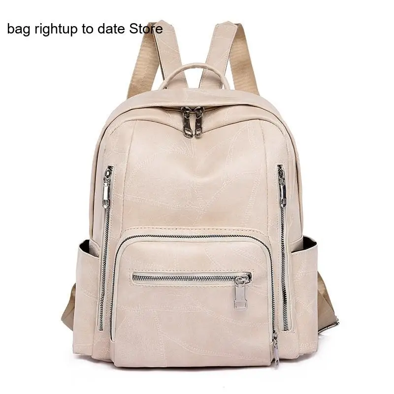 Autumn and Winter Korean Soft Pu Leather Outdoor Leisure Travel Large Capacity Handheld Backpack for Women