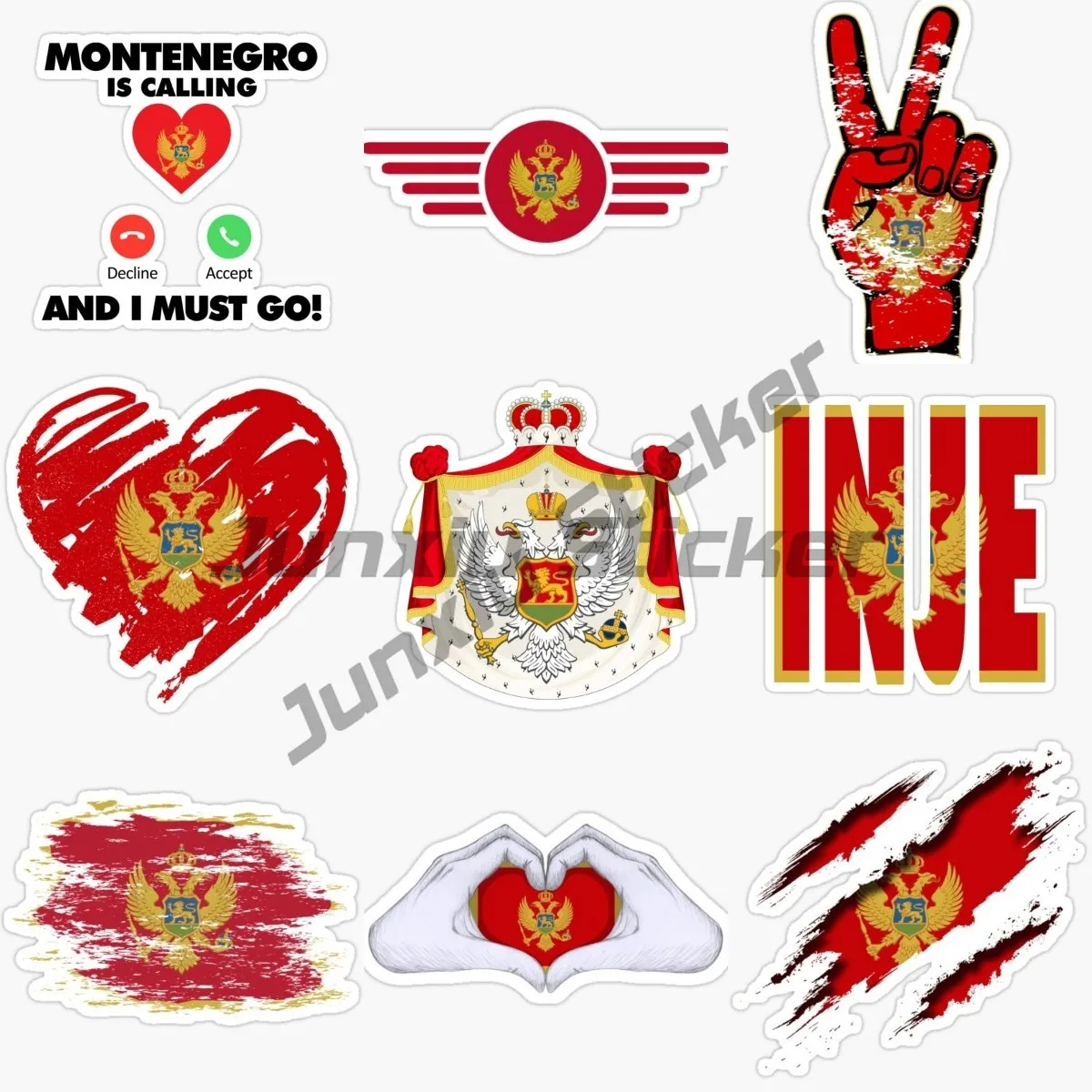 

The Flag Emblem and Car Sticker of The Republic of Montenegro Are Suitable Any Smooth Flat Vinyl Self-adhesive Waterproof Decal