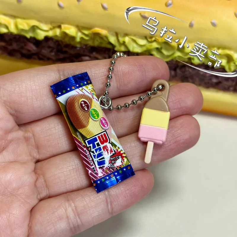 반다이 가샤폰 귀여운 카와이 캔디 장난감 피규어 애니메이션 미니어처 아이스크림 스낵 식품 키 체인 가방 펜던트 모델 캡슐 장난감 선물