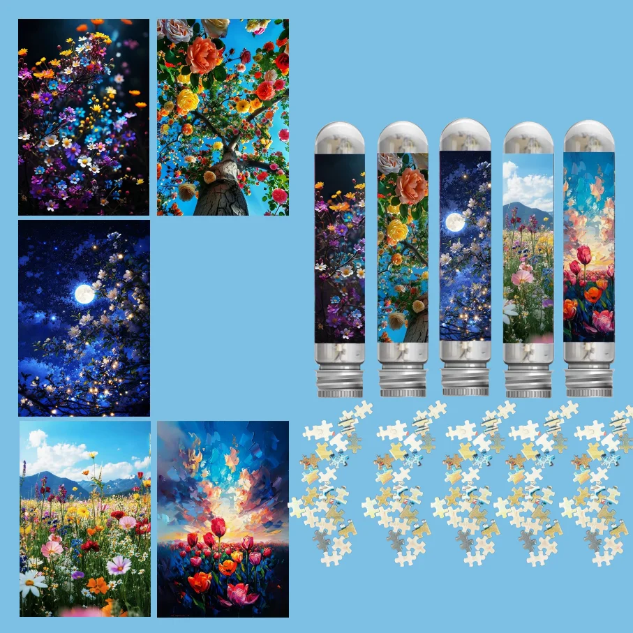 5 パック 大人用ミニ試験管パズル ジグソー 花 教育ゲーム ハロウィン 感謝祭 クリスマス 新年 記念日ギフト