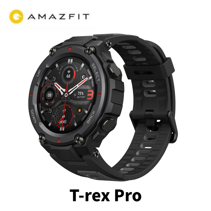 Novo relógio inteligente Amazfit T-Rex pro para homens - GPS externo à prova d'água com bateria de 20 dias de duração compatível com iOS e Android