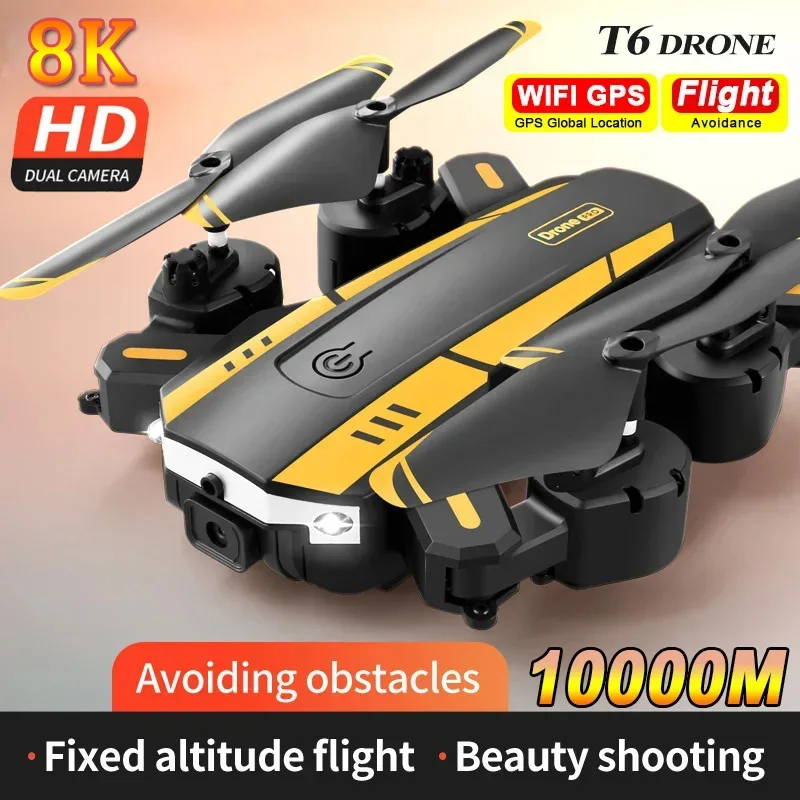 Mini T6 Drone 8K Profesional HD Dual Camera Obstacle Avoidance Remote Control Aircraft Aerial Photography Four Axis Aircraft Toy