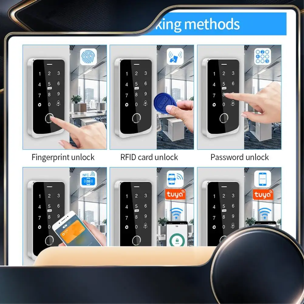 

Tuya APP Access Control Keyboard Bluetooth Remote Control RFID IC M1 Card Fingerprint Access Keypad TF9-Tuya-N34R