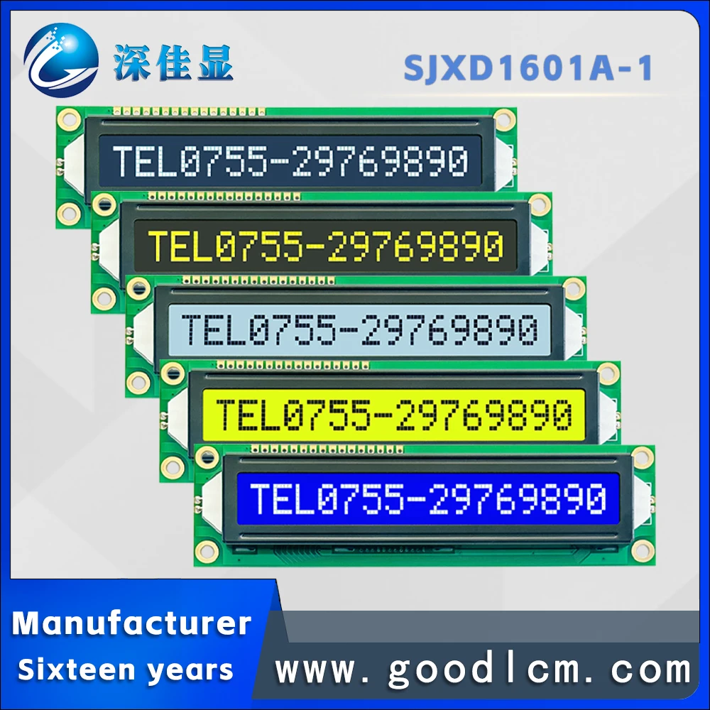 Layar Lcd 16X1 16pin 1601 Layar LCD Karakter Besar STN Kuning Biru STN Abu-abu FSTN Latar Belakang Putih Kata Hitam Multipel