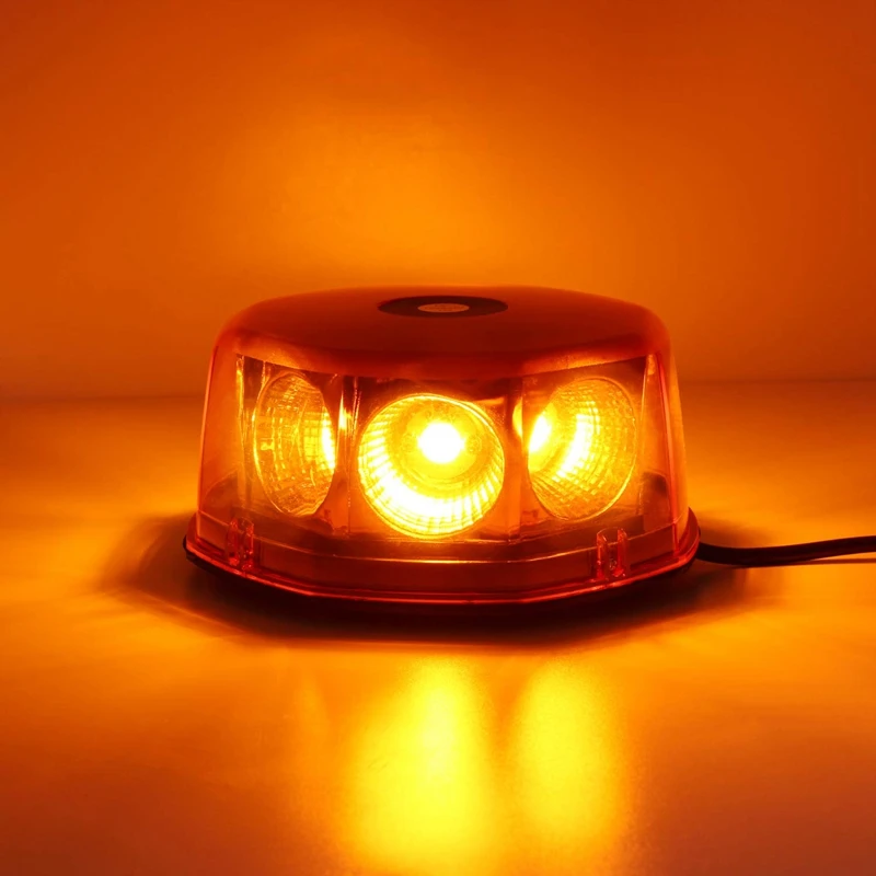 12-24V 8-COB LED Strobe Light Yellow/Amber Warning Lights Super Bright Emergency Warning Flash Beacon Light With Magnetic Base F