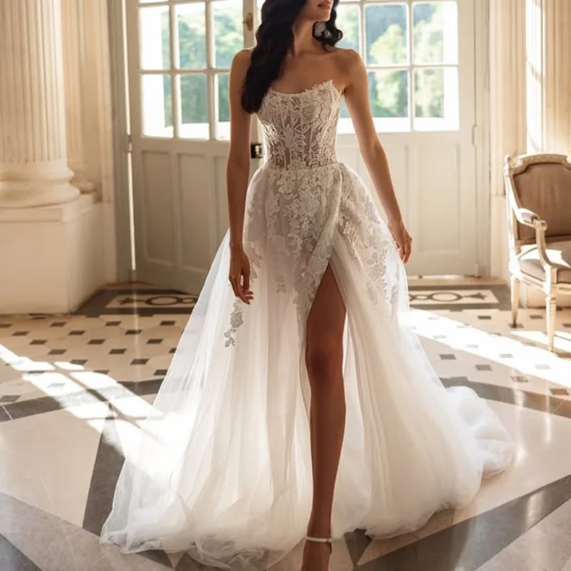 

ivory white Elegant Sweetheart Ball Gown Wedding Dress Lace With A-Line skirt Vent Bridal Gowns Customized