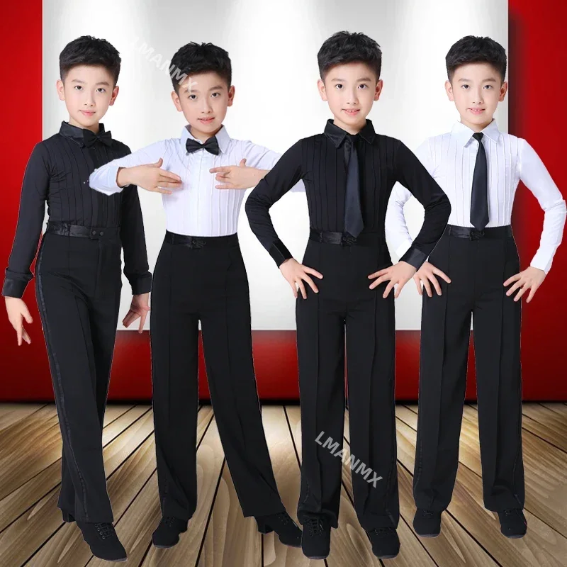 ห้องบอลรูมเด็กเต้นรําละติน Tango การแข่งขันชุดเด็ก Professional Dance Boy Salsa เสื้อ + กางเกง