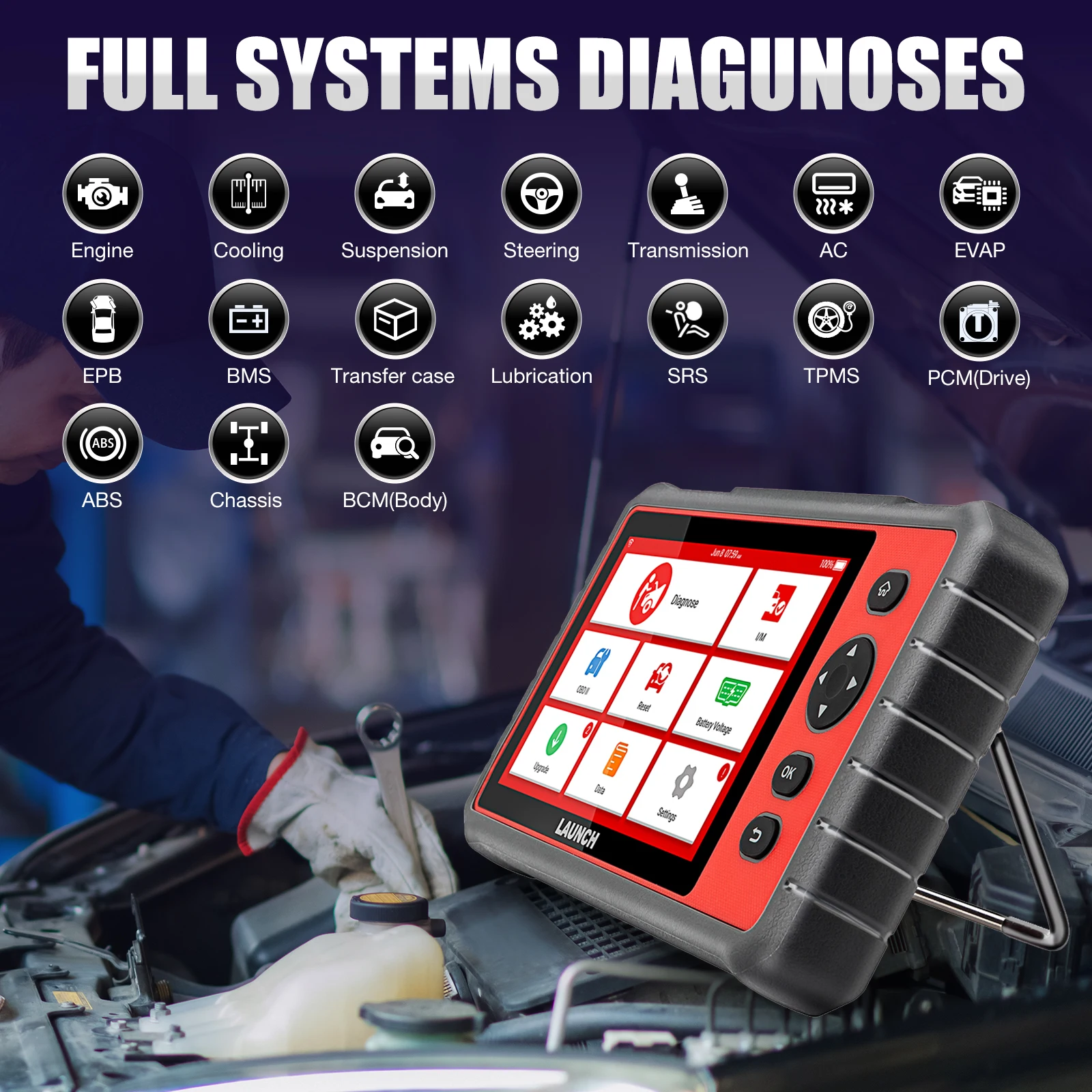 2024 LAUNCH CRP909E OBD2 Scanner,Full System Car Scanner with 28+Reset Functions, Power Balance, TPMS Reset, ABS Bleeding