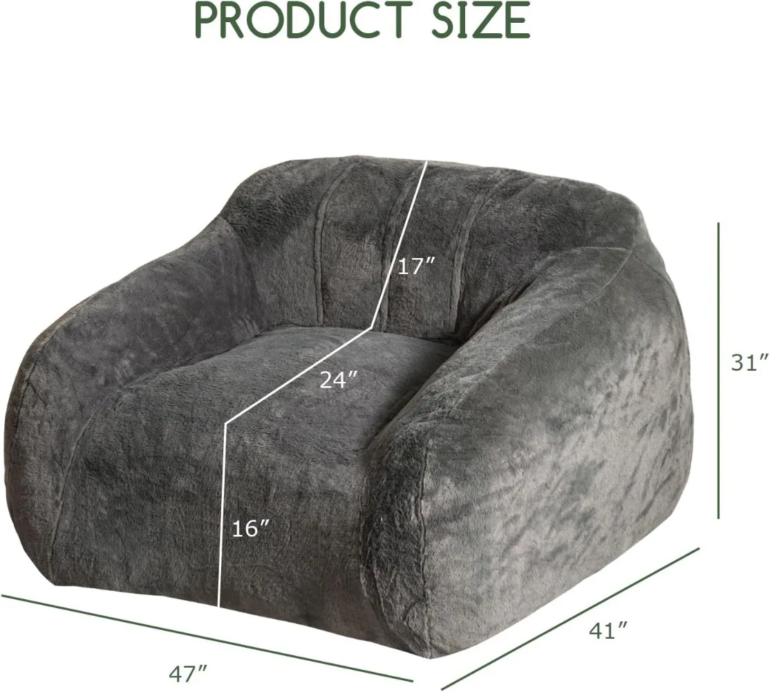 Giant Bean Bag Chair for Adults, Big Comfy Sofa Chair for Bedroom Living Room, Bean Bag Lazy Chair for Adults