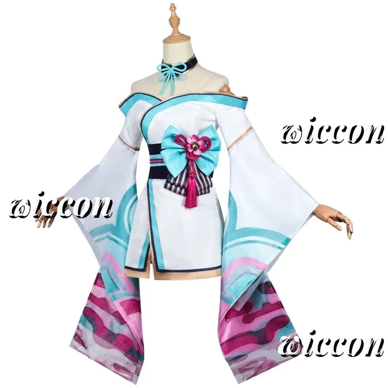 Ahri LOL Cosplay Kostüm Perücke Ear Spirit Blossom League of Legends Cosplay Outfits Anime Halloween Party Kostüme für Frauen Mädchen