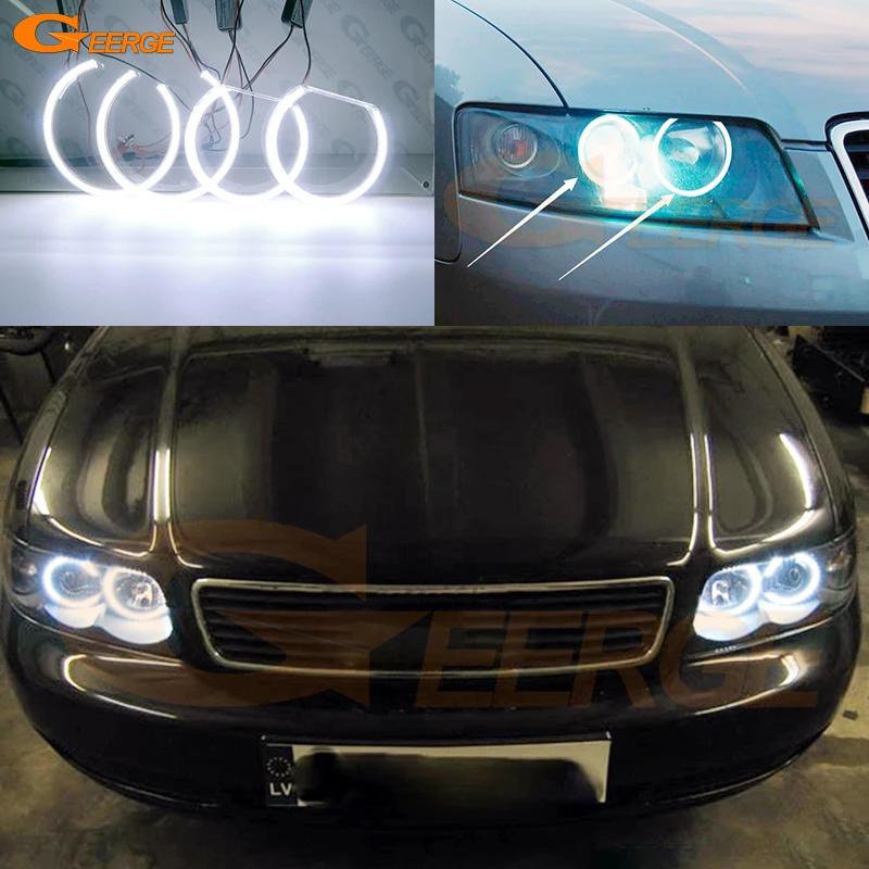 For Audi A4 S4 8E B6 2001 2002 2003 2004 Day Light Excellent Ultra Bright COB Led Angel Eyes Kit Halo Rings