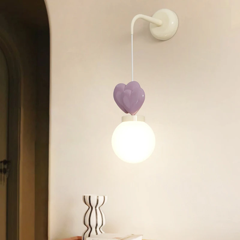 Imagem -02 - Luz de Parede Decorativa para o Quarto das Crianças Roxo Vermelho Rosa Lâmpada de Parede para Berçário Escola Crianças Quarto do Bebê E27