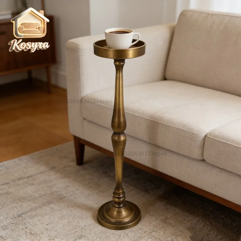 hot-selling American old bronze coffee rack wrought iron tall candle holder, living room sofa casual small side table
