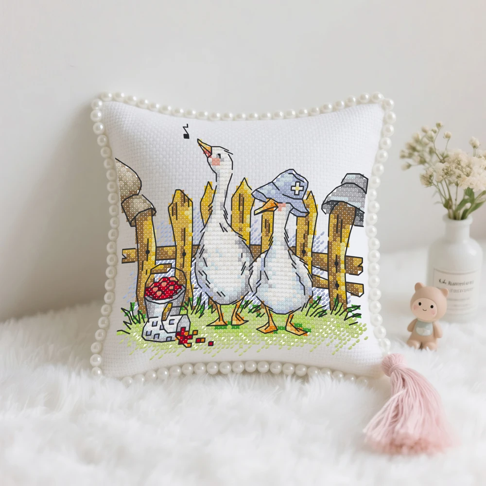 News Handmade Cross Stitch Pin Cushion, Craft Gift, Cross Stitch Kit, Embroidery Kit, Easy To Follow - Goose