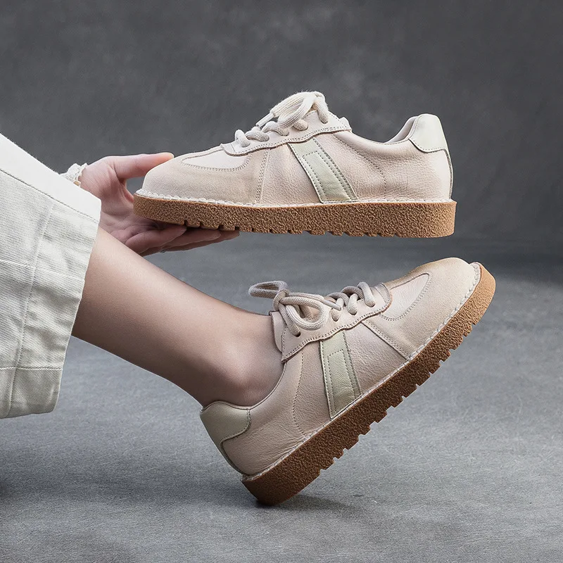 

Leather Dequan Shoes Men's Lightweight Slip-On Flat Heel Couple Style Casual Shoes Anti-Slip Soft Bottom Cement Ground Wear-Resi