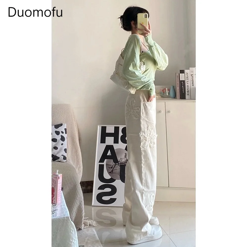 Duomofu Beige Chic Button High Waist Slim Basic Women Jeans Autumn New Simple Casual Fashion S-XL Classic Straight Female Jeans
