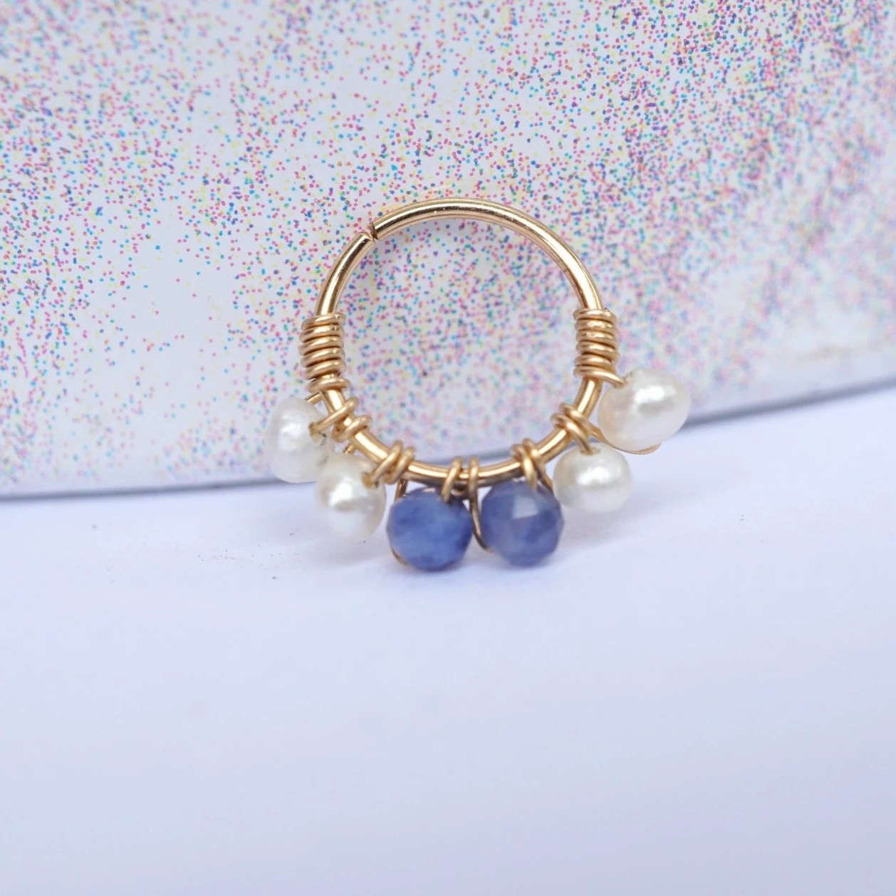 

14K Gold Filled Pearls Nos Ring Handmade Piercing Ring 20GA 10mm Hoop Jewelry Hanger Grillz Woman Piercing Jewelry Gifts