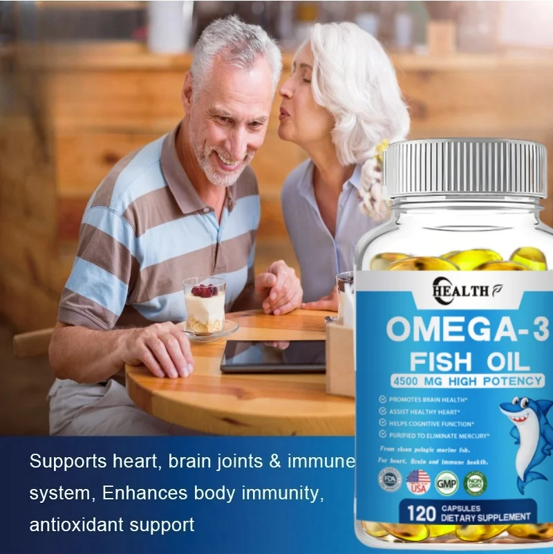 Óleo de peixe ômega 3 |   4500 mg EPA e DHA |   Mais de 2100 mg de ácidos gordo do Omega 3 |   1300 Mg EPA+860 Mg DHA |   Melhores ácidos gordos essenciais