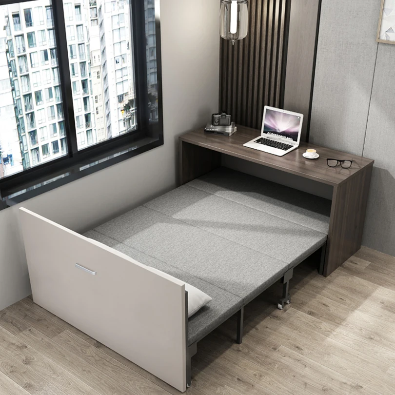Office Wall Bed Murphy Bed with Desk Space Saving Wholesale Folding Metal Bedroom Furniture Iron Foldable Bed Modern